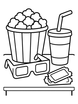 Free printable Movie Snacks With Popcorn And Soda coloring page