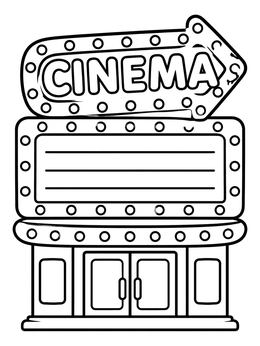 Free printable Retro Cinema Marquee Sign coloring page