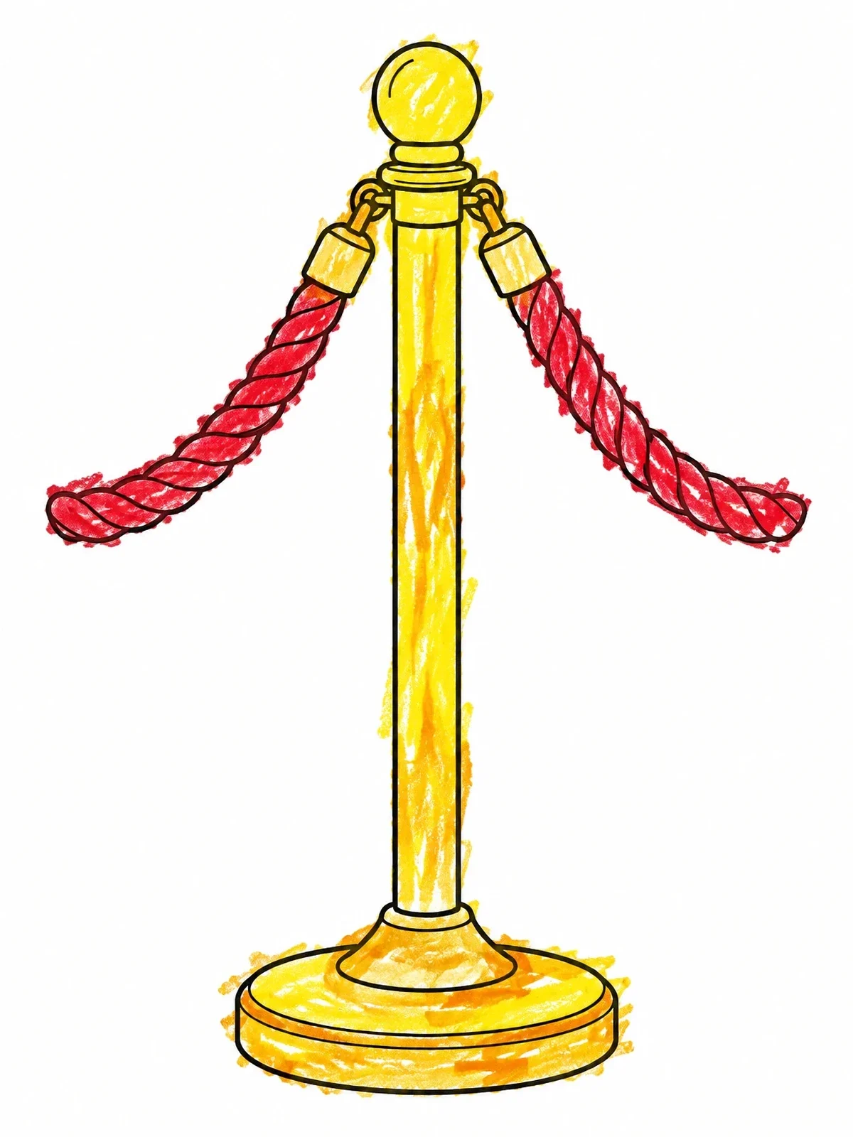 Colored example of the Classic Cinema Velvet Rope Stanchion coloring page