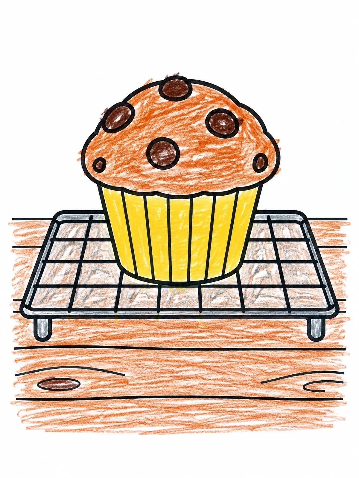 Colored example of the Freshly Baked Muffin Cooling On Rack coloring page
