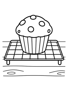 Free printable Freshly Baked Muffin Cooling On Rack coloring page