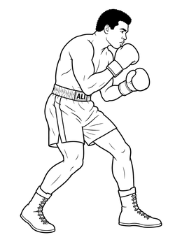 Free printable Muhammad Ali Boxing Stance coloring page