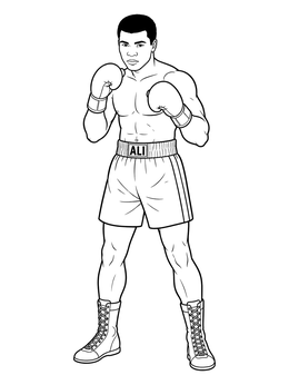 Free printable Muhammad Ali Boxing Stance coloring page