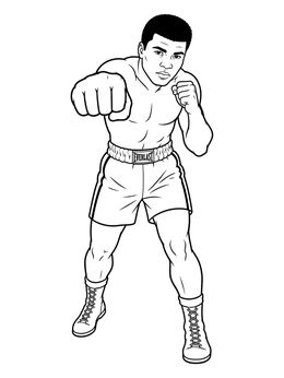 Free printable Muhammad Ali Boxing Stance coloring page
