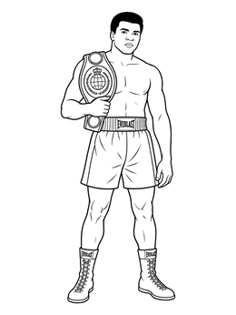 Free printable Muhammad Ali With Championship Belt coloring page