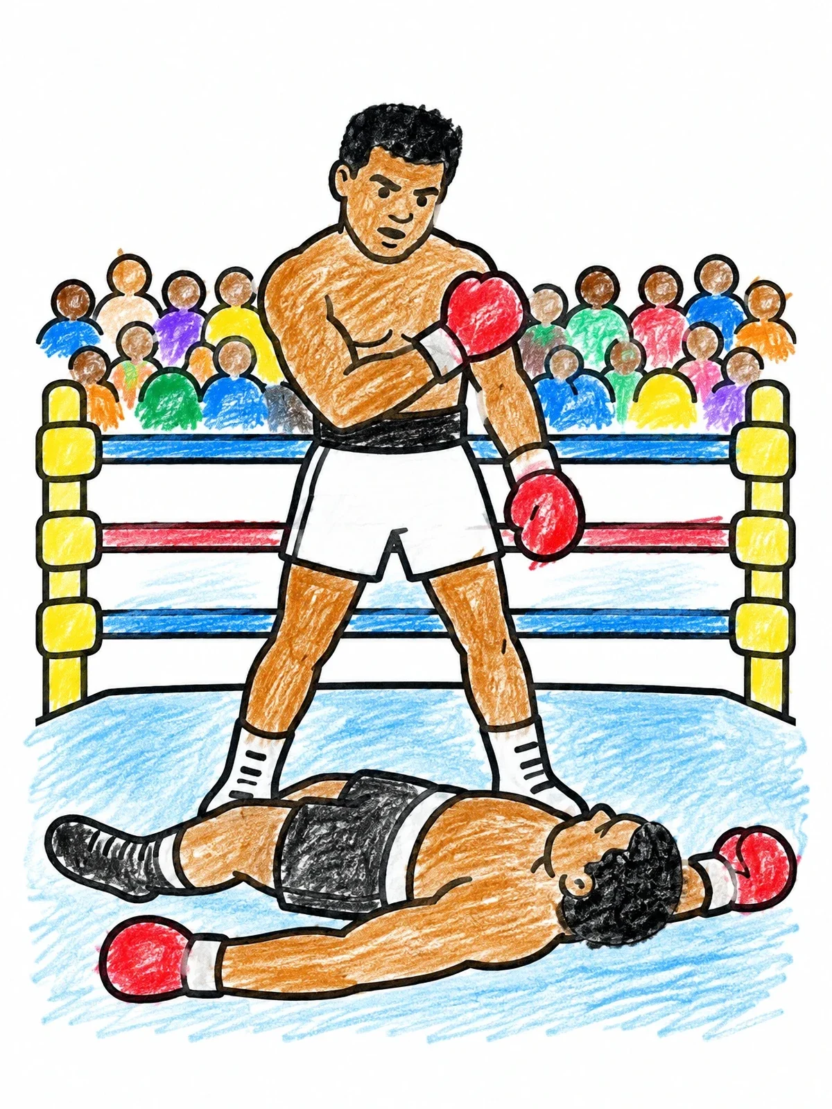 Colored example of the Muhammad Ali Victory In The Ring coloring page