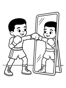 Free printable Young Boxer Training In The Mirror coloring page