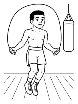 Free printable Young Boxer Jumping Rope coloring page
