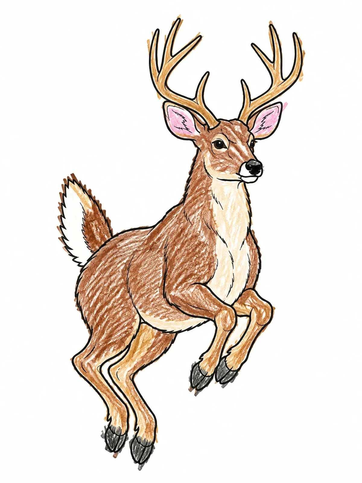 Colored example of the Buck Leaping In Midair coloring page