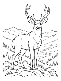 Free printable Mule Deer On Mountain Ridge coloring page