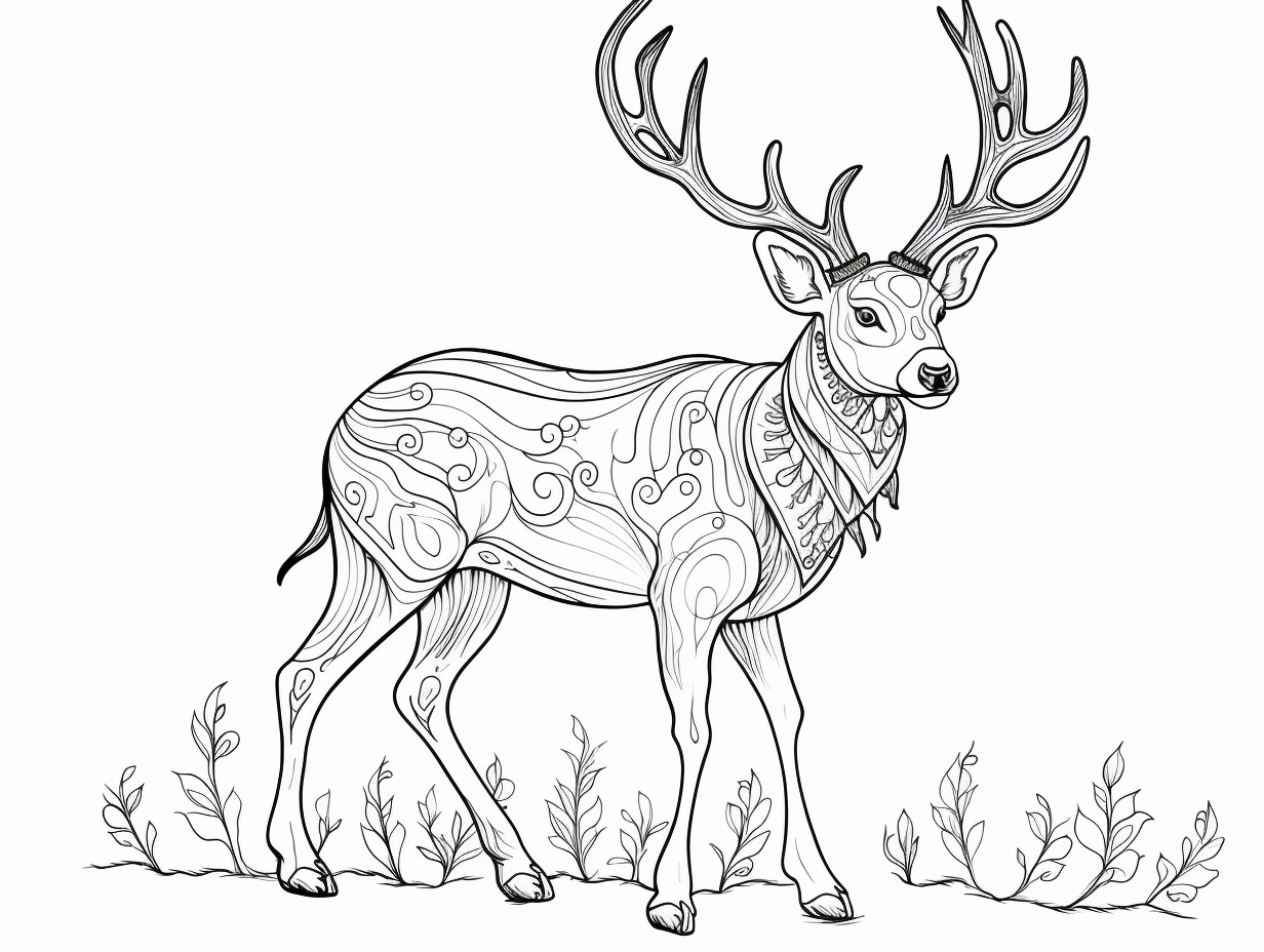 Mule Deer Coloring For Kids - Coloring Page