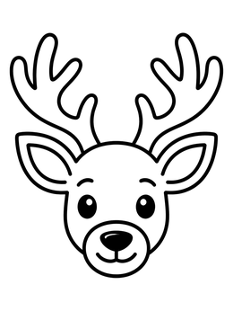 Free printable Cute Deer Head With Antlers coloring page
