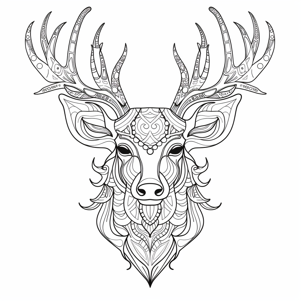 Mule Deer Inspired Mandala Art - Coloring Page