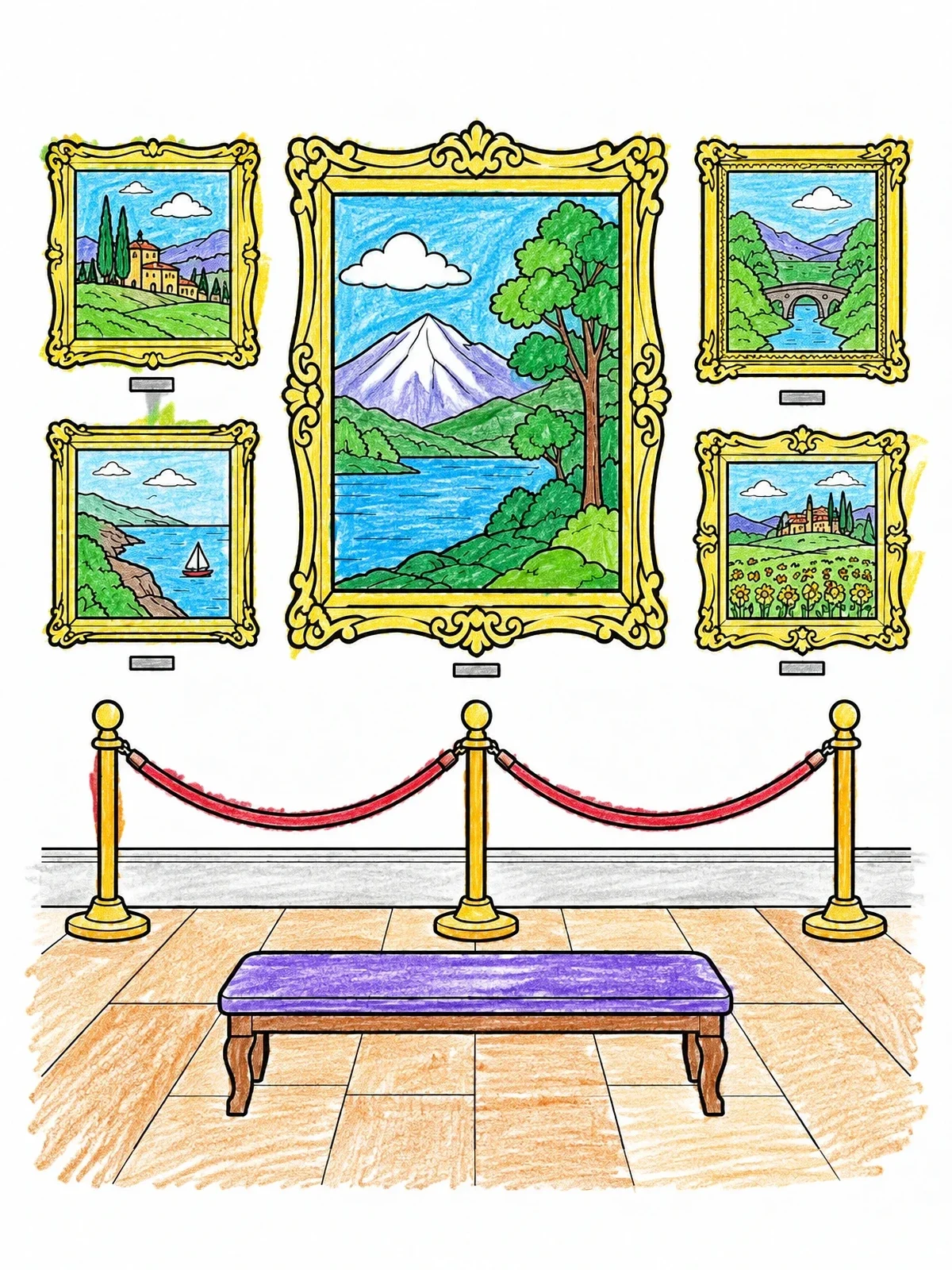 Colored example of the Museum Art Gallery Landscape Wall coloring page