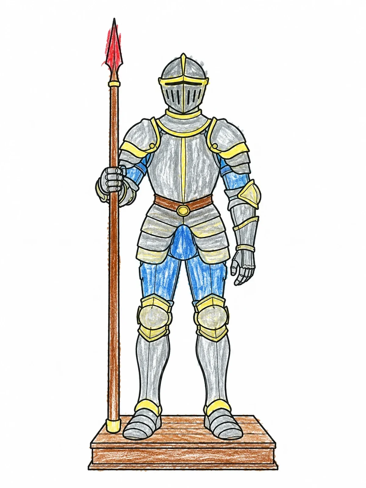 Colored example of the Suit Of Medieval Knight Armor coloring page
