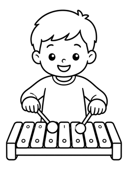 Free printable Boy Playing The Xylophone coloring page