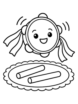 Free printable Happy Tambourine And Rhythm Sticks coloring page