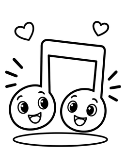 Free printable Happy Beamed Eighth Notes With Smiling Faces coloring page