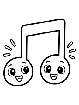 Free printable Happy Beamed Eighth Notes coloring page