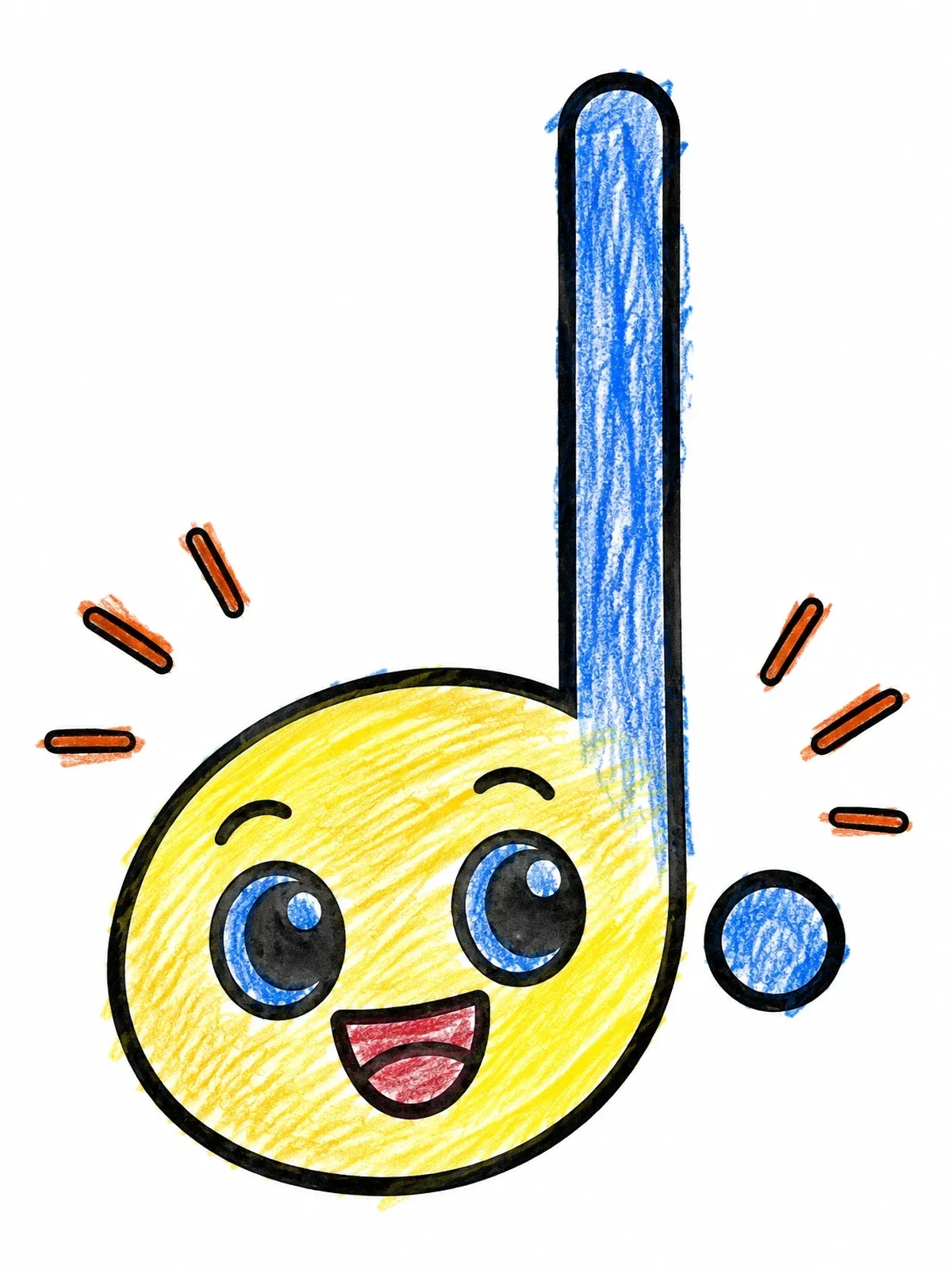 Colored example of the Happy Dotted Half Note Character coloring page
