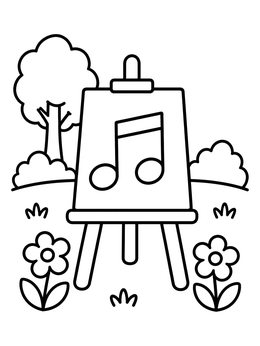 Free printable Music Note On Garden Easel coloring page