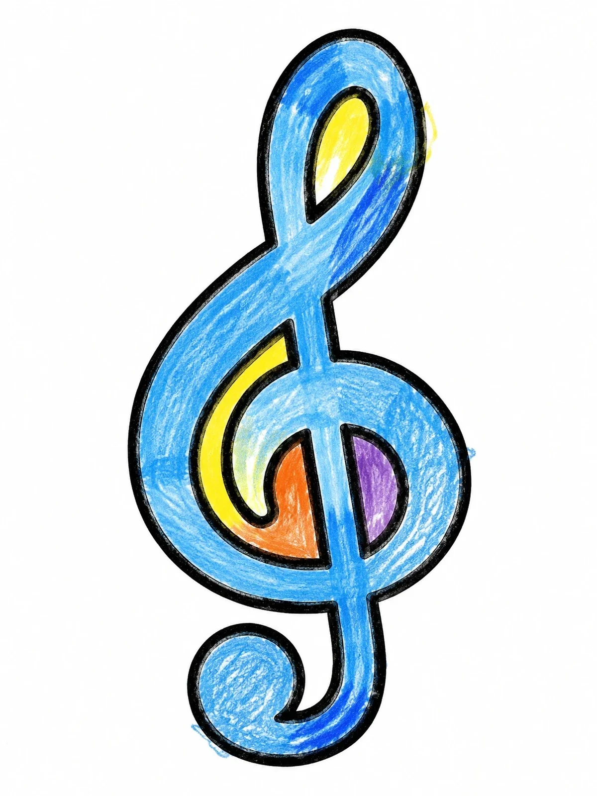Colored example of the Simple Treble Clef Outline coloring page