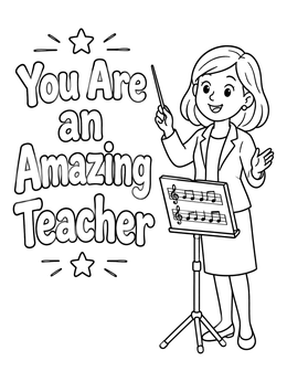 Free printable Music Teacher With Baton And Stand coloring page