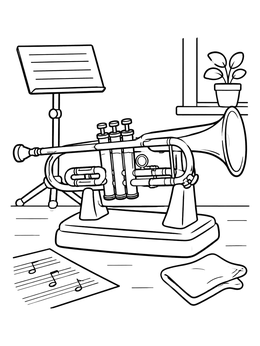 Free printable Shiny Trumpet On Display Stand coloring page
