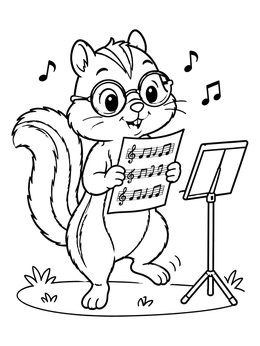 Free printable Musical Chipmunk Singing From Sheet Music coloring page