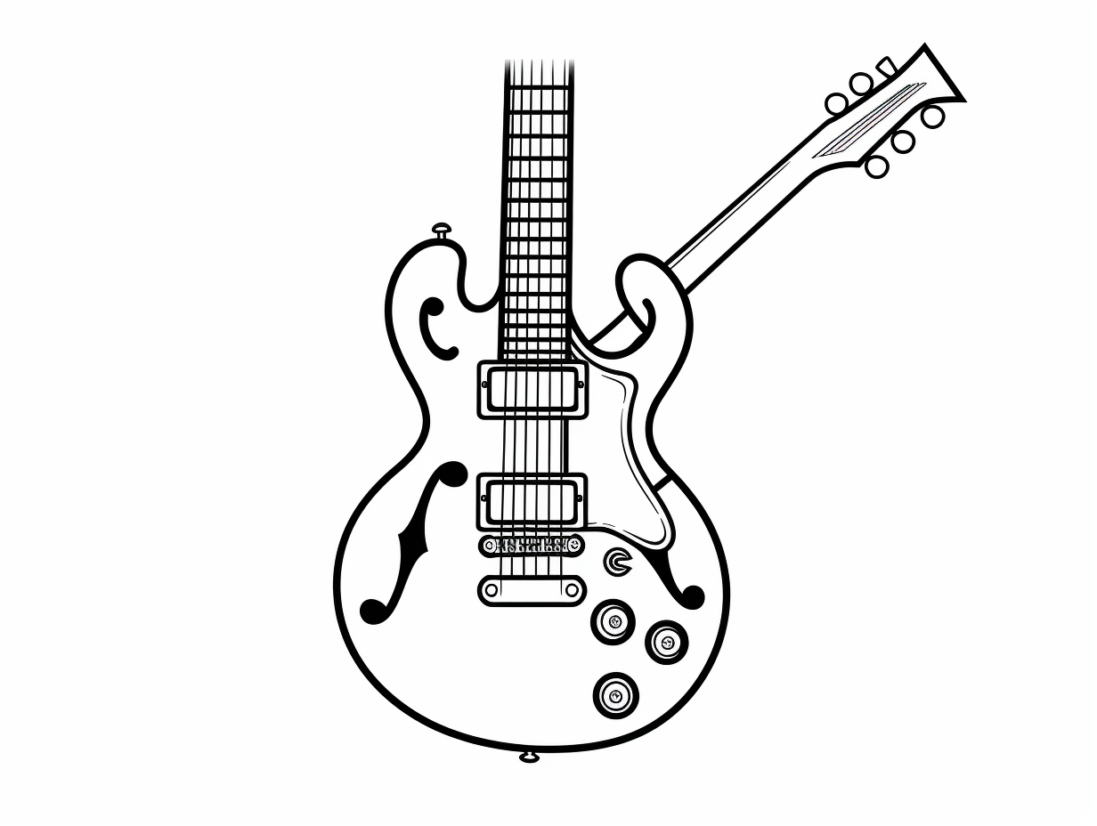 Musical Creativity: Guitar Coloring Artwork - Coloring Page