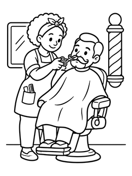 Free printable Barber Trimming A Neat Mustache coloring page
