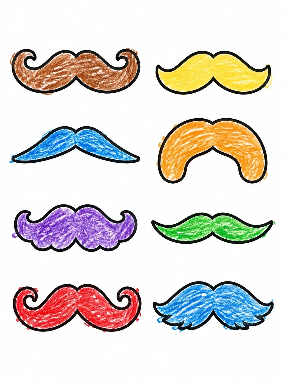 Colored example of the Collection Of Classic Mustache Shapes coloring page