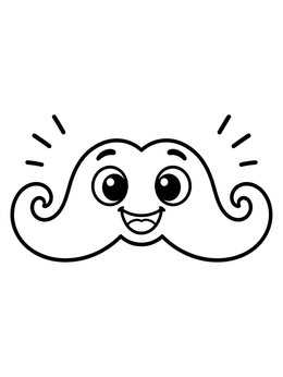 Free printable Cute Cartoon Mustache With Face coloring page