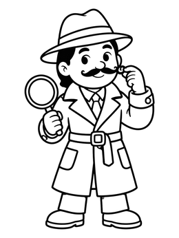 Free printable Detective Twirling His Mustache coloring page