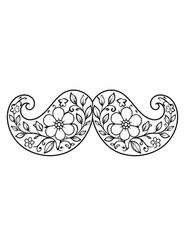 Free printable Floral Handlebar Mustache Pattern coloring page