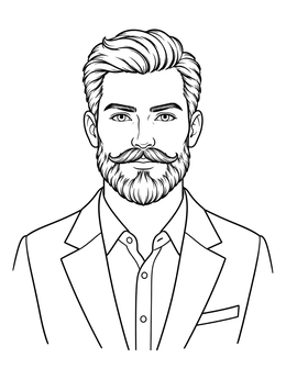 Free printable Handsome Man With Beard And Mustache coloring page