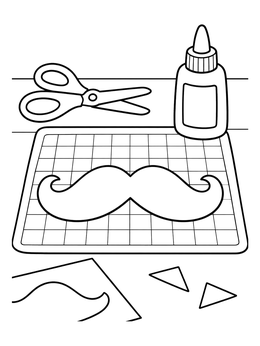 Free printable Paper Mustache Craft Table coloring page