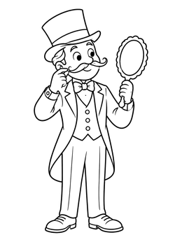 Free printable Victorian Gentleman With Curled Mustache coloring page