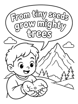 Free printable Boy Holding A Tiny Seed coloring page