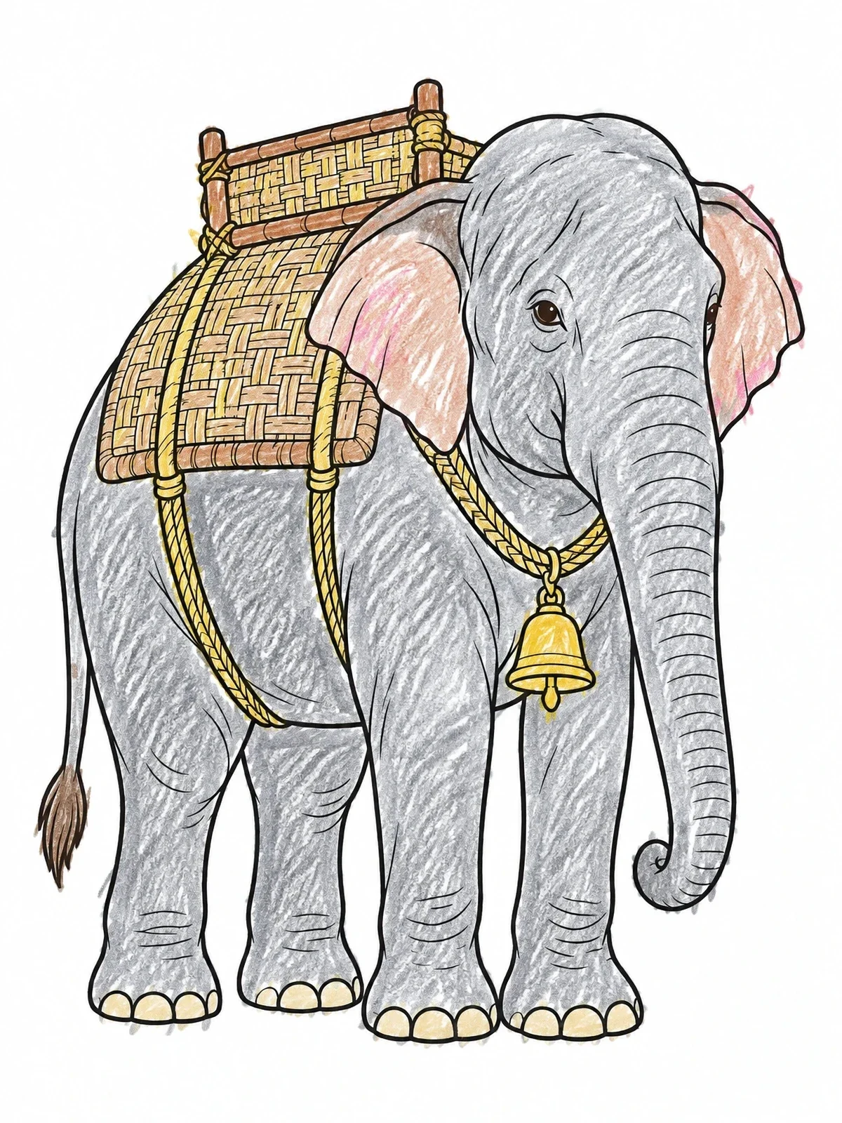 Colored example of the Asian Elephant With Woven Saddle coloring page