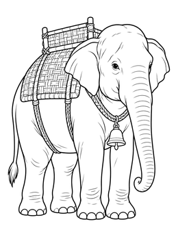 Free printable Asian Elephant With Woven Saddle coloring page