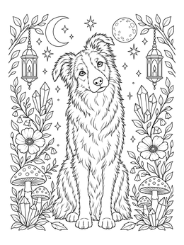Free printable Mystical Border Collie In Nature coloring page