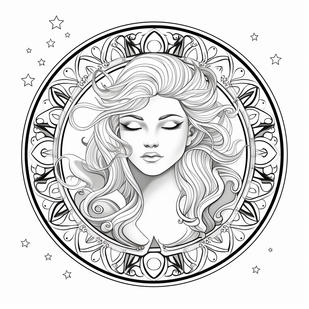 Mystical Moon Goddess Mandala - Coloring Page