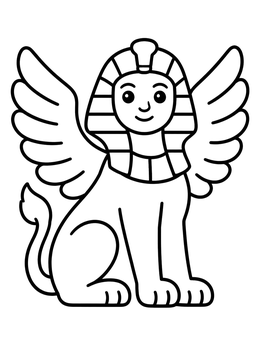 Free printable Cute Winged Sphinx coloring page