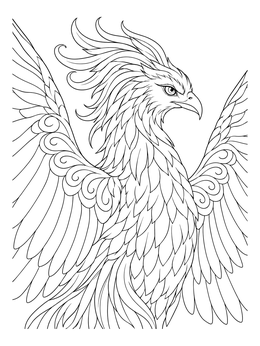 Free printable Majestic Phoenix With Feather Patterns coloring page
