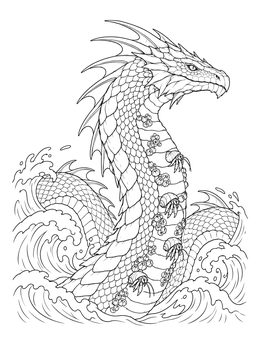 Free printable Sea Serpent With Hermit Crabs coloring page