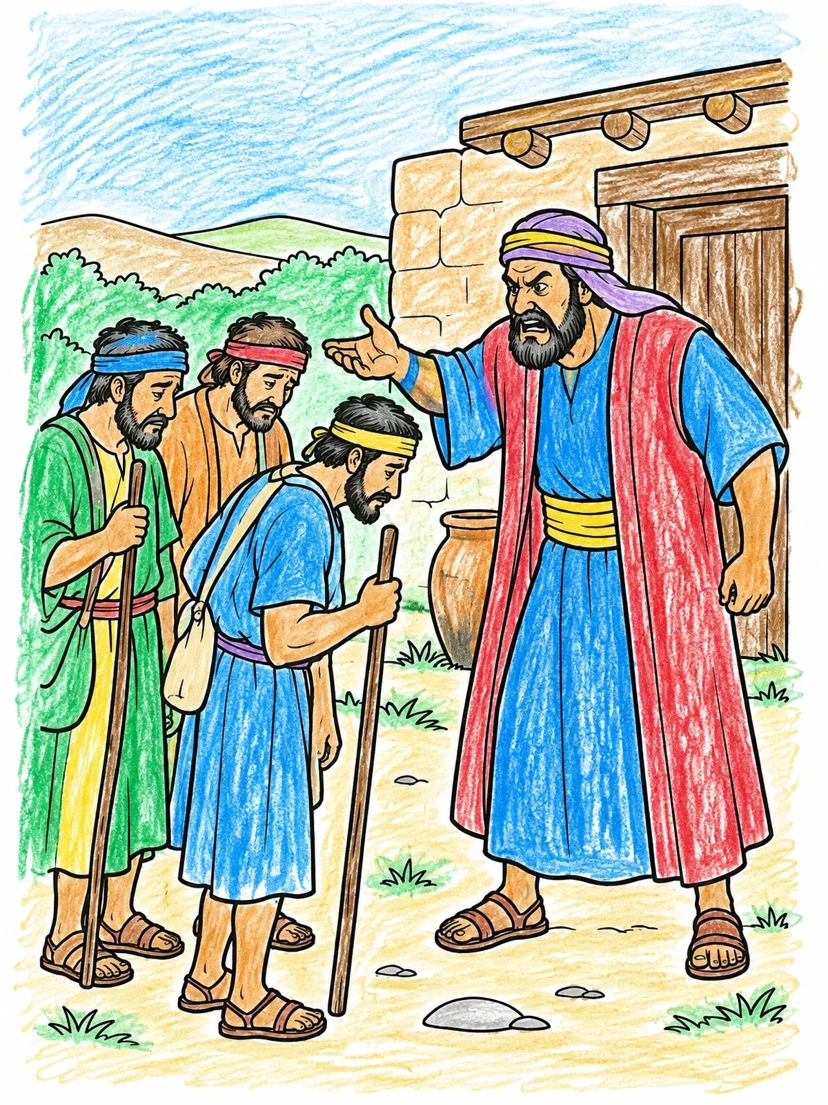 Colored example of the Nabal Angrily Rejects David's Messengers coloring page