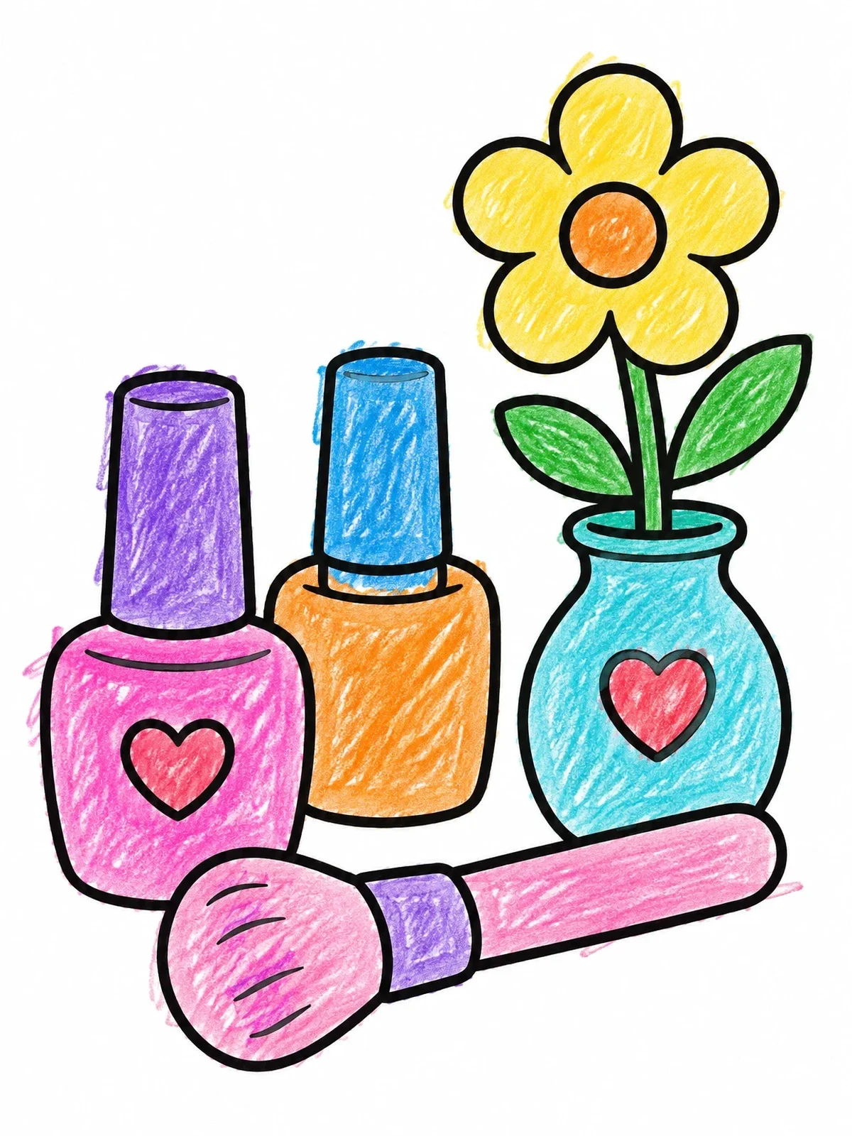 Colored example of the Nail Polish And Flower Spa Set coloring page