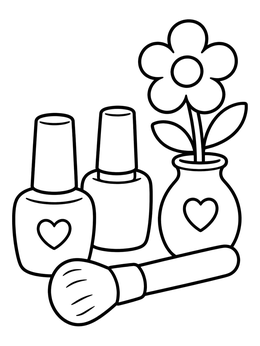 Free printable Nail Polish And Flower Spa Set coloring page