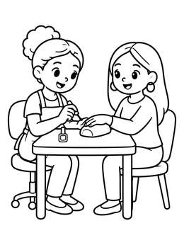 Free printable Cute Manicure Salon Visit coloring page